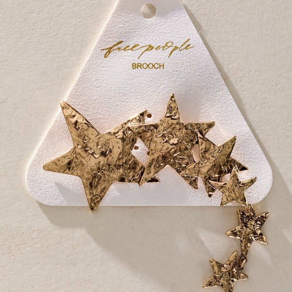 NWT Free People Shooting Stars Brooch in Gold